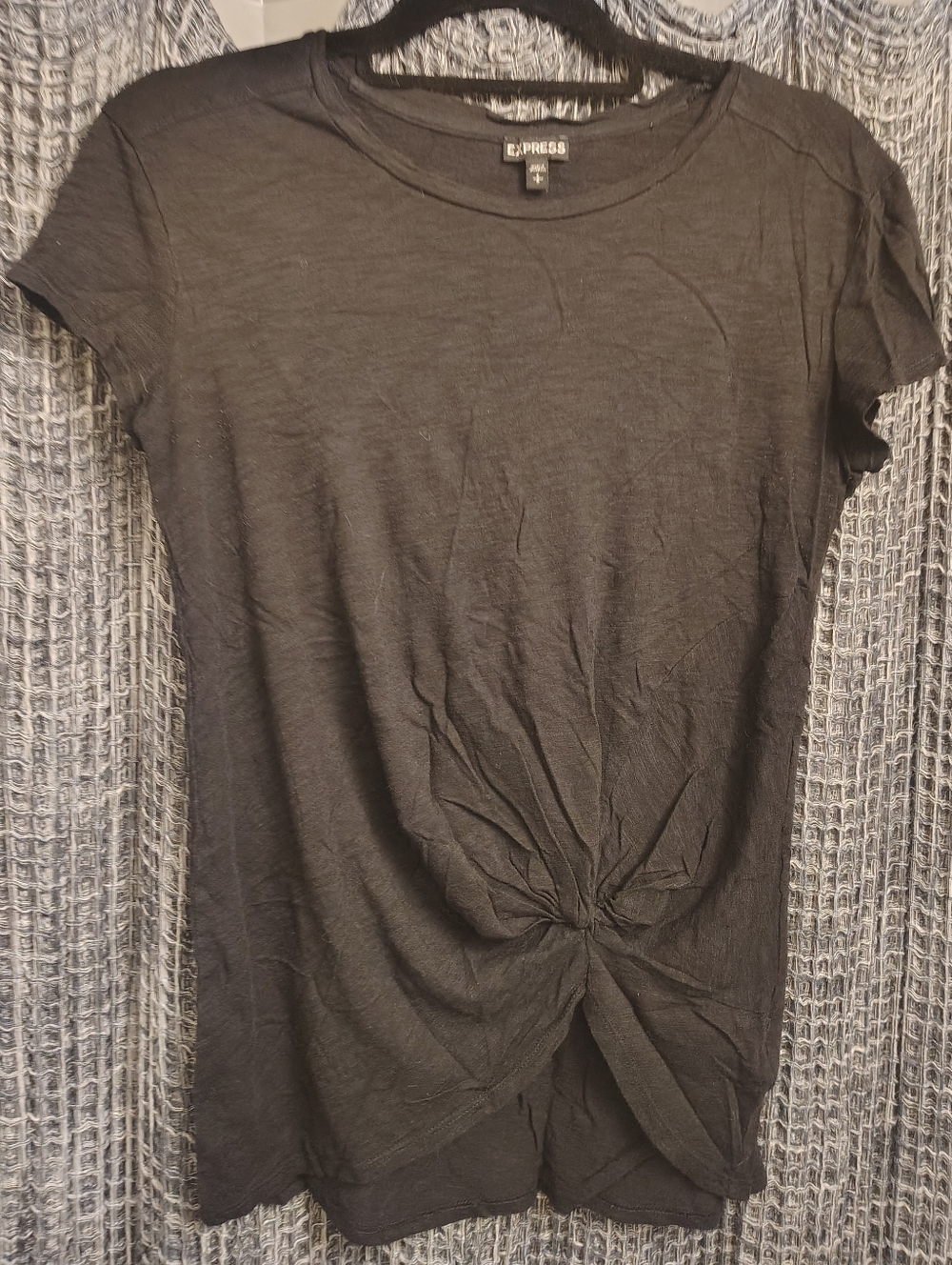Express Black Twist Front Tee Petite Small Lightweight Top